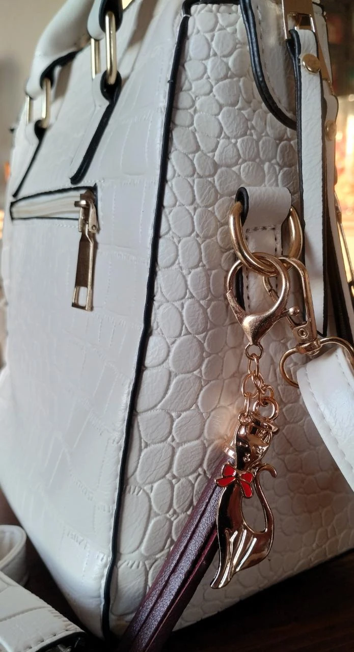 Conjunto Mala + Carteira Pele Branco Dourado Senhora – photo 3